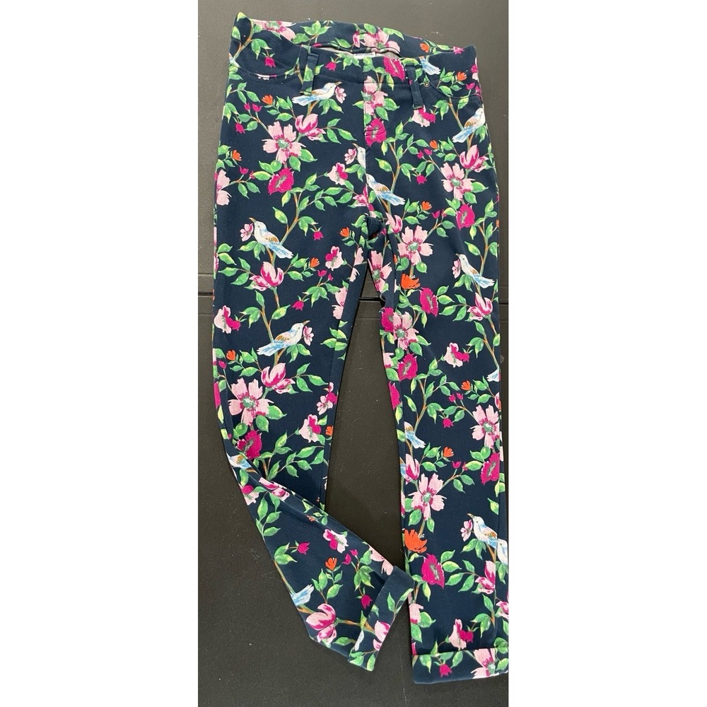 Time and Tru Women Blue Cove Floral Cropped Skinny Jeggings XS 0-2 TTL19702P2